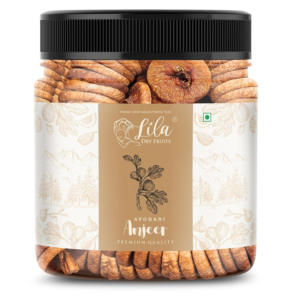 Pure Natural Dried Afghani Anjeer By Lila Dry Fruits 502gm, | Rich Source Of Fibre Calcium & Iron | Low In Calories & Fat Free | Non-gmo Dried Anjir Jar Pack | 17.7 Ounce