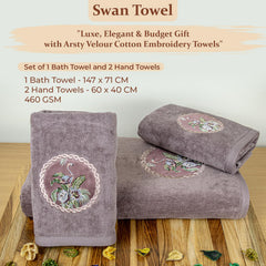 Akiko Home Prima Dream 100% Cotton 1 Bath & 2 Hand Towel 1000 Gsm | Soft, Absorbent & Durable, Cotton Bath Towel | Pack Of 3 (Bluegrn)