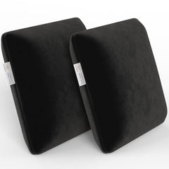 Memory Foam Square Cushion Pillow, For Car, Sofa & Diwan, Bed, Chair, Black - 14 X 14 X 4 Inch | Highly Durable, Hypoallergenic, Breathable, Velvet Cover, Multipurpose Use - Pack Of 2