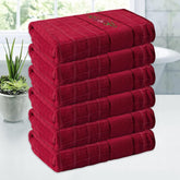 Kuber Industries Rectangle Super Absorbent Bath Towel 3000 Gsm | Soft & Comfortable Swimming & Bathing Towels | Gold Flower (Red)- Pack Of 6