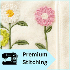 Divyam Floral Embroidered Bath Towel 350 Gsm | Premium Soft Microfiber Quick-Dry, Lightweight & Absorbent Towel With Pastel Daisy Design (Cream)