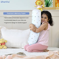 Memory Foam Soft Baby Bolster Pillow Cushion For Side & Neck Support, White | Removable & Washable Cover, Versatile Use, Comfortable & Restful Sleep, Portable, Lightweight Bed Pillow