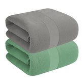 House Of Terry 100% Cotton Bath Towel 900 Gsm | Quick Dry, Soft & Absorbent, Fade-Resistant, Skin-Friendly For Men & Women Towel (Grey & Green) - Pack Of 2