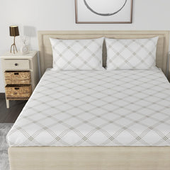 Cotton 210 TC Premium Queen Size For Bedsheet With 2 Pillow Covers - 88 X 100 Inches, White | All Weather Comfort & Bedroom - Softness & Natural Breathability