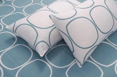 Double Bedsheet For Queen Size - 60 X 78 Inches, With 2 Pillow Covers, Blue & White | All Around Elastic Fitted Bedsheet Set