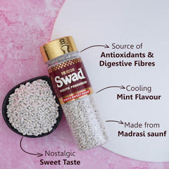 Panjon Swad White Sweet Saunf & Banarasi Paan Mouth Fresheners 220gm, (110gm *2 Bottles)