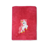 Maxoshine Microfiber Kids Bath Towels 400 Gsm | Quick Dry Super Absorbent Super Soft Bath Towel For Babies Toddler-Baby Towel - Red (Unicorn Design)