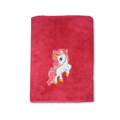 Maxoshine Microfiber Kids Bath Towels 400 Gsm | Quick Dry Super Absorbent Super Soft Bath Towel For Babies Toddler-Baby Towel - Red (Unicorn Design)