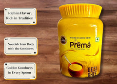 100% Pure Desi Ghee By Prema | Homemade Rich In Taste & Nutrients Desi Ghee Perfect For Dhokla | 4 Litre (1 Litr * 4) 135.2 Ounce | Jar Pack