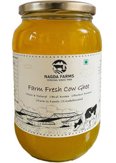 Organic Farm Fresh Cow Ghee By Nagda Farms | Natural & Healthy Desi Cow Ghee Helps In Improving Digestive System | (500ml) 16.9 Ounce | Jar Pack