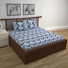 100% Cotton Double Bedsheet With 2 Pillow Cover - 87 X 100 Inches, Blue | Lightweight, Soft, Skin Friendly - Durable Bedsheets For Everyday Comfort