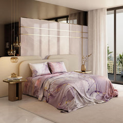 Super King Bedsheet With 2 Pillow Covers - 108 X 108 Inches, Lavender & Peach | Hypoallergenic, Breathable, Gentle On Skin & Hair, Fade & Wrinkle Resistant, Wedding Gift For Couples