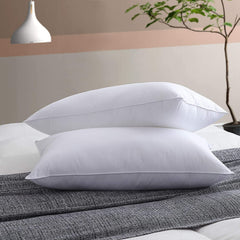 Microfiber Soft White Pillows | Pillows For Sleeping, Bed Pillow - 40x60 cm | Durable Construction For Long-Lasting Use, For Optimal Neck & Head Support, Easy-Care Convenience - Set Of 2