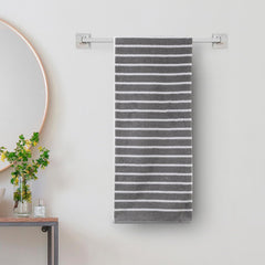 Home Centre Refresh Essence Cotton Striped Bath Towel 450 Gsm (Grey)