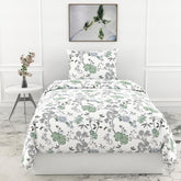 1 Single Bedsheet & 1 Pillow Cover - 54 X 84 Inches, Silver & White | Coordinated Look For Your Bedding | Durable & Easy To Maintain