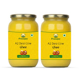 Premium A2 Desi Cow Ghee By Pranajay | Highly Nutritious & Healthy Vedic Bilona Method Desi Ghee Good For Baking | 1 Litre (500ml * 2) 33.8 Ounce | Jar Pack