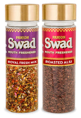Panjon Swad Royal Fresh Mix & Roasted Alsi Mouth Fresheners 230gm, (115gm *2 Bottles)