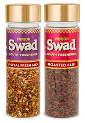Panjon Swad Royal Fresh Mix & Roasted Alsi Mouth Fresheners 230gm, (115gm *2 Bottles)