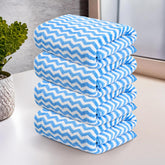 Heart Home Microfiber Soft Face Towels 900 Gsm | Quick Dry & Absorbent Hanging Hand Towels Zig Zag - Blue (Pack Of 4)