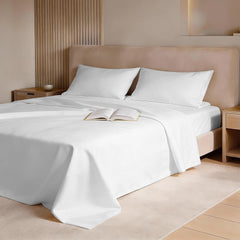 Flat Bedsheet For Double Bed Queen Size With Two Matching Pillow Cover - 90 X 110 Inches, White | Sheets Naturally Breathable & Durable