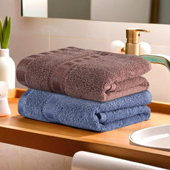 Kuber Industries Cotton Hand/Face Towels 400 Gsm | Easily Washable Workout Gym Napkins For Men (Dark Blue & Brown) - Pack Of 2