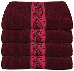Kuber Industries Cotton Bath Towel 400 Gsm 4 Pieces (Maroon)