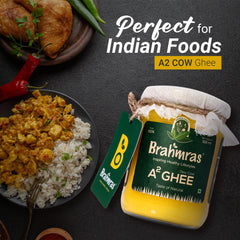 Natural Premium A2 Cow Ghee By Brahmras | Rich In Vitamins Using Traditional Bilona Method Cow Ghee Good For Daily Health | (500ml) 16.9 Ounce | Jar Pack