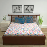 Cotton Double Bedsheet With 2 Pillow Covers | 87 X 100 Inches, Multicolor - Soft & Breathable Fabric | Comfortable For Daily Use