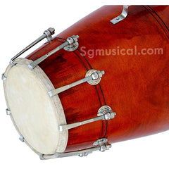 Mango Wood Bolt Tuned Dholak For Bhajan Wedding Party - Brown | Perfectly Symmetric Round Dholak - Dholak For Festival, Wedding, Satsang | Very Easy To Tune, Best Toy For Kids