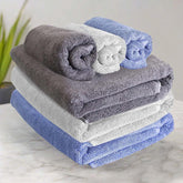 Heelium Bamboo Towel Set 3 Bath & 3 Hand Towel 1900 Gsm | Super Soft & Antibacterial Towel (Light Grey, Grey, Iris)