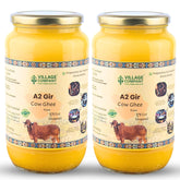 Premium A2 Cow Desi Ghee By Village Company | Rich In Nutrients Calcium & Iron Pure Healthy Desi Cow Ghee For Digestive Health | 2 Litr (1 Litr * 2) 67.6 Ounce | Jar Pack