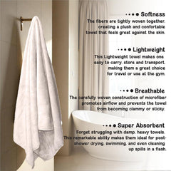Housse Premium Microfiber Bath Towel 550 Gsm | Extra Large Quick Dry Towels Super Soft Plush | Ultra Absorbent For Home, Swimming, Sports, Travel (Beige)