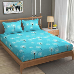Bedsheet For Double Bed Queen Size With 2 Pillow Cover - 100 X 100 Inches, Turquoise | Perfect For Gifting On Weddings Bedsheet