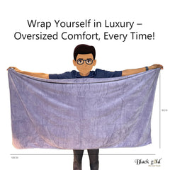 Black Gold The Finer Touch Oversized Microfiber Bath Towel 1800 Gsm | Soft Quick-Dry Microfiber Towel For Men & Women (Light Purple)- Pack Of 3