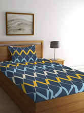 180 TC Print Cotton 1 Single Bedsheet With 1 Pillow Cover - 60 X 90 Inches, Blue & Yellow | Soft & Breathable Fabric, Skin-Friendly Bed Sheet For All Seasons