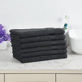 Fresh From Loom Luxury Fur Collection Hand Towel 500 Gsm Napkins Cotton High Absorbency Double Stitched Size (Blackish-Grey) - Set Of 6
