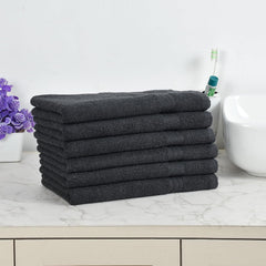 Fresh From Loom Luxury Fur Collection Hand Towel 500 Gsm Napkins Cotton High Absorbency Double Stitched Size (Blackish-Grey) - Set Of 6