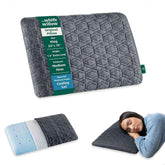 Orthopedic Memory Foam Cooling Gel Ultra Slim Pillow, Bed Pillow, Grey Color, King Size - 24" L X 14" W X 1.5" H Inch | For Back, Stomach & Side Sleeper, Back, Neck, Shoulder Pain Relief