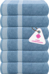 Casa Copenhagen Egyptian Cotton Solitaire Hand Towel 740 Gsm (Dusty Blue)- Pack Of 6