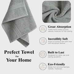 Fresh From Loom Luxury Fur Collection Hand Towel 500 Gsm Napkins Cotton High Absorbency Double Stitched Size (Grey) - Set Of 2