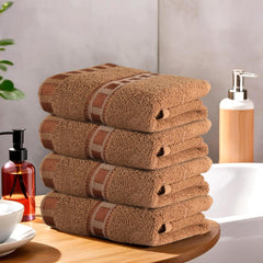Kuber Industries Cotton Hand & Face Towels 200 Gsm | Easily Washable Workout Gym Napkins For Men | Pocket Towel - Golden (Pack Of 4)
