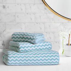 Spread Spain Microfiber Wave Coral Face & Bath Towel 900 Gsm | Quick-Drying & Ultra Absorbent Towel Set For Anniversary & Wedding Gift - Green (Pack Of 2)