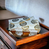 Decorative Printed Cash Box & Money Envelope, Shagun Box, Gift Box, Jewellery Box, Money Box Wedding Gift, Colour - Pearl White, Material - Wood