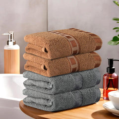 Kuber Industries Soft Cotton Face Towels 800 Gsm | Easily Washable Towels & Workout Gym Napkins For Men - Grey & Golden (Pack Of 4)