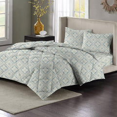 Double Bedsheet 1 Comforter 2 Pillow Covers - 90 X 100 Inches, Silver & Grey, 4 Pcs Bedding Set | Cotton Summer Ac Comforter Set King Size Double Bed