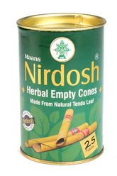 Herbal Empty Smoking Cones - Made From Natural Tendu Leaf, 25 Cones Pack | Organic Pre Rolled Cones