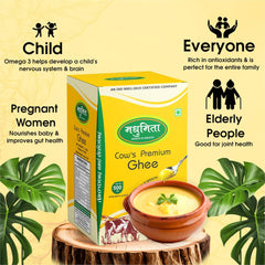 100% Natural Pure Cow Desi Ghee By Madhumita | Curd-Churned Bilona Method Healthy Nutrients Desi Cow Ghee For Taste | (1 Litre) 33.8 Ounce | Box Pack