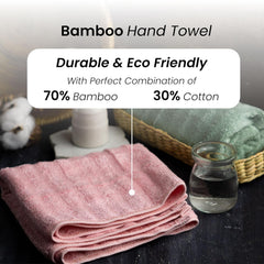 Mush 100% Bamboo Hand Towel 500 Gsm | Ultra Soft, Absorbent & Quick Dry Towels For Wash Basin (Pink & Olive Green) - Set Of 2