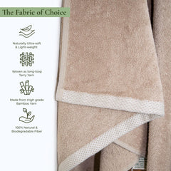 Rangoli 100% Bamboo Hand Towels 500 Gsm | Ultra Soft, Quick-Absorbent & Eco-Friendly Towels For Hand & Bathroom - Beige (Set Of 2)