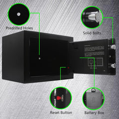 Key & Electronic Security Safe Box Digital Deposit Box For Home Office Hotel Business Lock Box For Cash Jewellery Storage, Colour - Black, 0.17 Cubic Feet